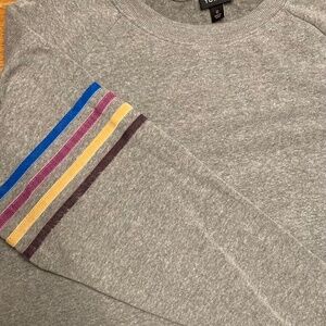 Grey & Multi Stripe Fleece Sweatshirt
